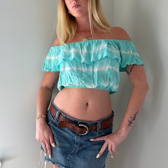 Vintage 2000s off the shoulder tie dye crop top - Picture 4 of 7